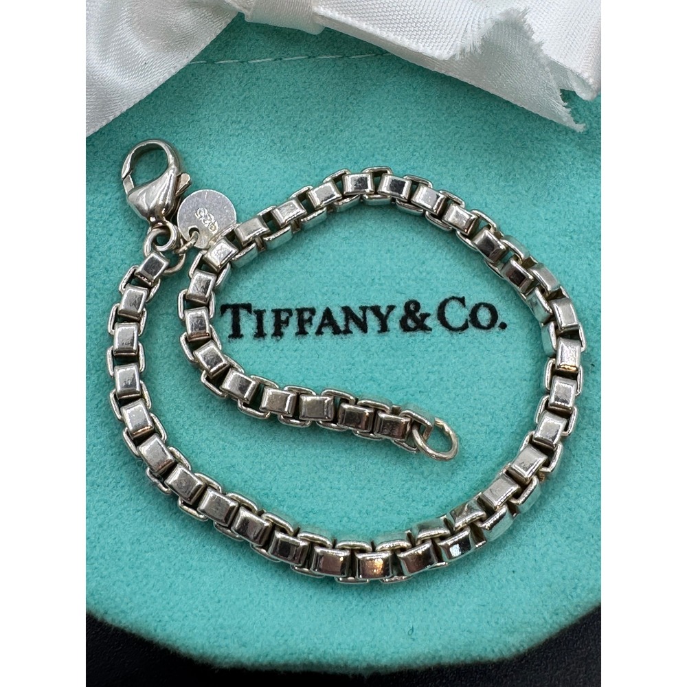 Tiffany & Co Venetian Link Bracelet Sterling Silver 925 Box Chain Jewelry
